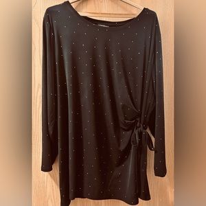 LANE BRYANT top - Black with gold dots and side tie - Size 26/28